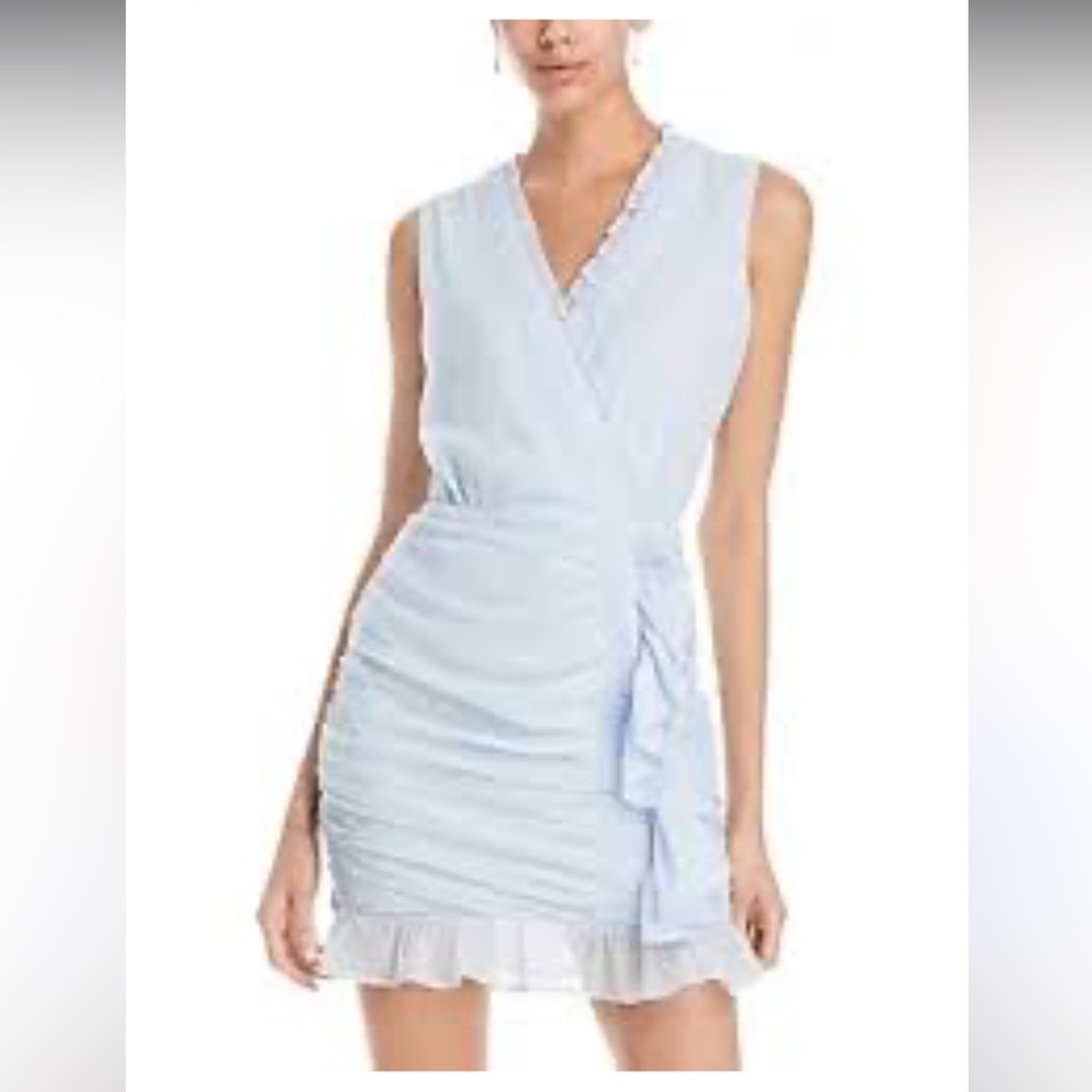 Aqua Silver Sleeveless V-Neck Sheath Mini Dress